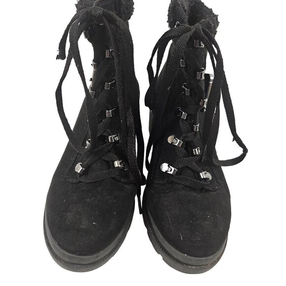 Black Jellypop Brandi Womens Suede Heeled Boots Size 6.5M Lace Up Fleece Lined - Picture 6 of 10